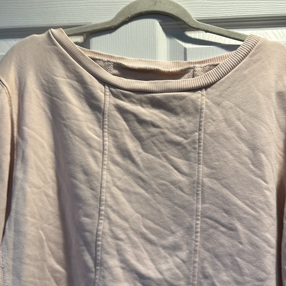 7 For All Mankind Light Pink Off Shoulder Oversized Seamed Sweatshirt S - Picture 4 of 9